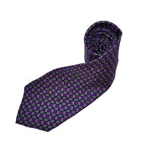 Bert Pulitzer Tie Mens‎ Necktie Purple Silk Geometric Office Preppy